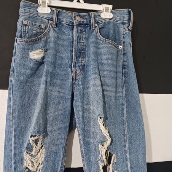 Aeropostale Women 90's baggy medium blue destroyed jeans - Picture 5 of 15